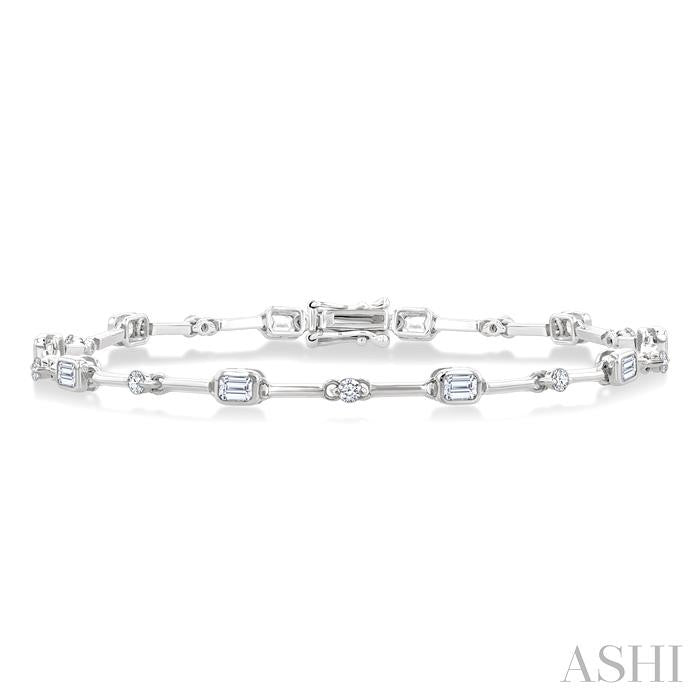 Emerald Shape Bezel Set Diamond Bracelet