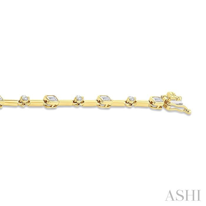 Emerald Shape Bezel Set Diamond Bracelet