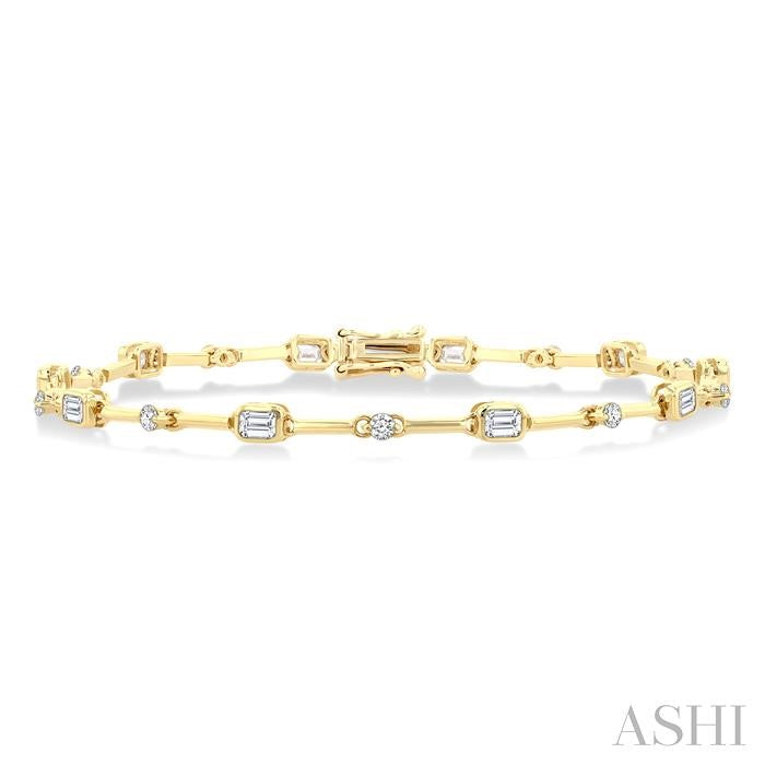 Emerald Shape Bezel Set Diamond Bracelet