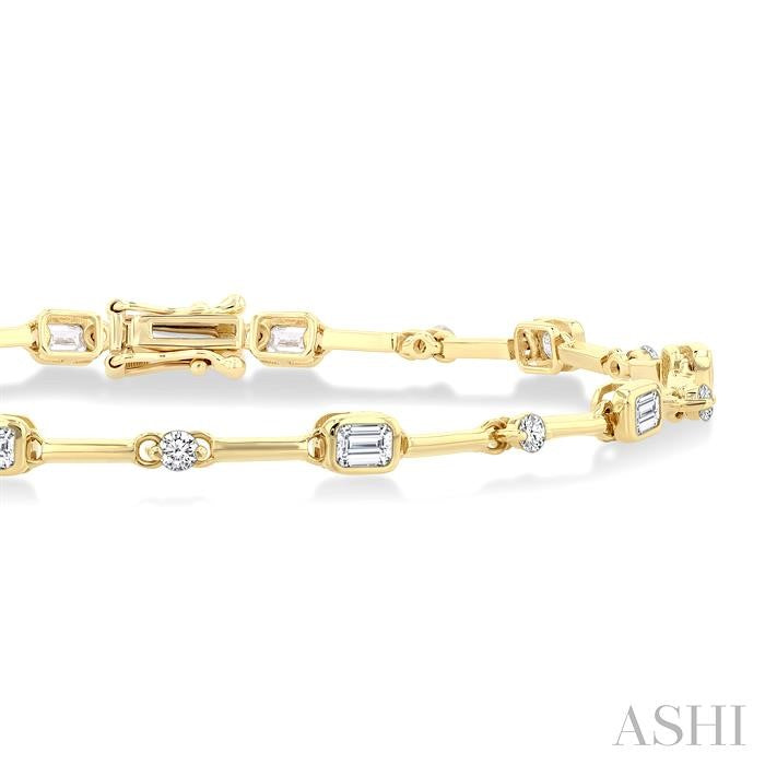 Emerald Shape Bezel Set Diamond Bracelet