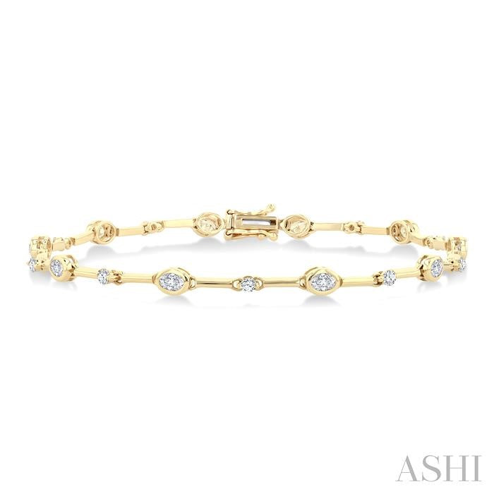Oval Shape Bezel Set Diamond Bracelet