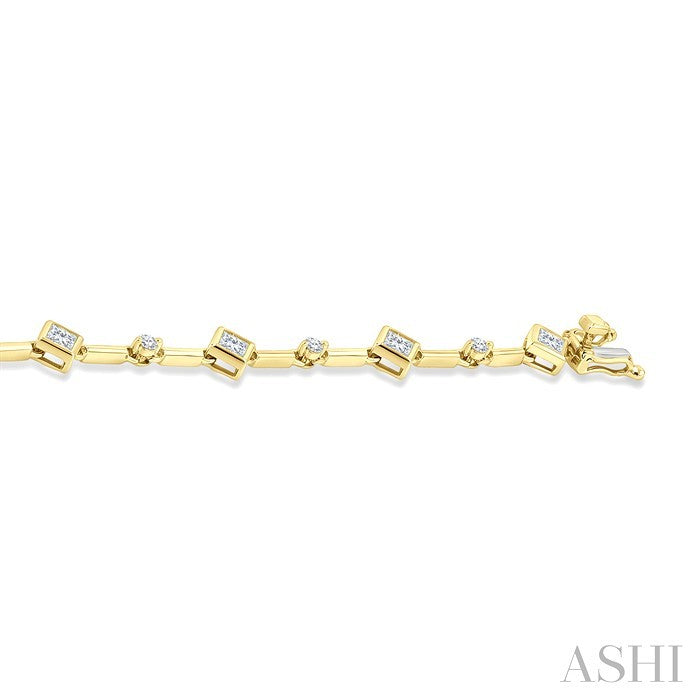 Princess Shape Bezel Set Diamond Bracelet