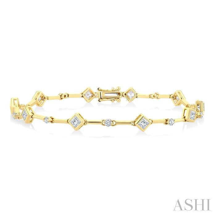Princess Shape Bezel Set Diamond Bracelet