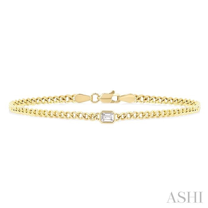 Emerald Shape Curb Diamond Fashion Bracelet