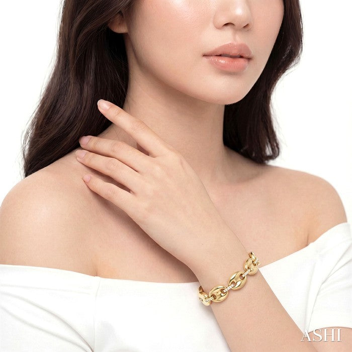 Aeris Gold Bold Mariner Link Diamond Fashion Bracelet