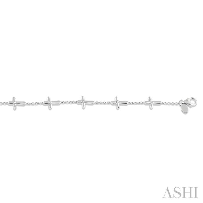 Cross Petite Diamond Fashion Station Chain Bracelet