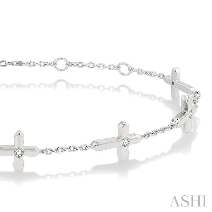 Cross Petite Diamond Fashion Station Chain Bracelet