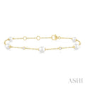 Pearl & Diamond Station Chain Bracelet