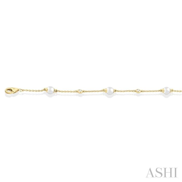 Pearl & Diamond Station Chain Bracelet