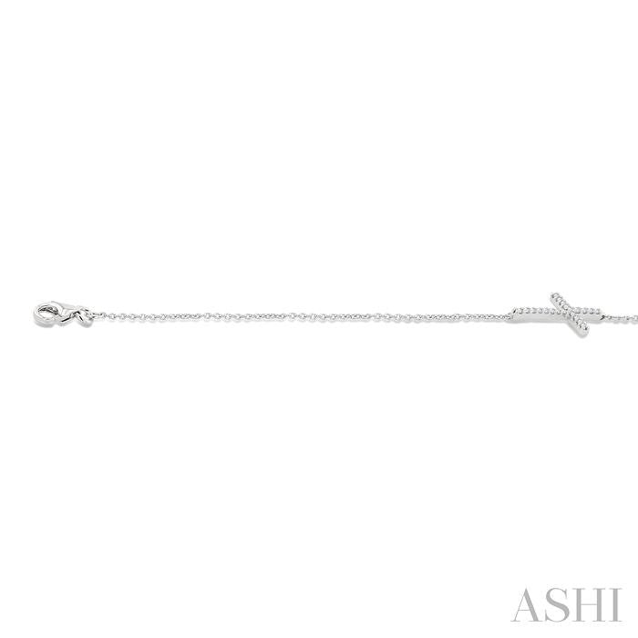 Sideway Cross Petite Diamond Fashion Chain Bracelet