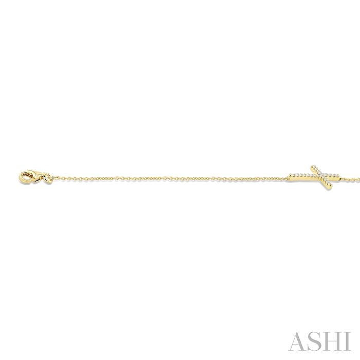 Sideway Cross Petite Diamond Fashion Chain Bracelet