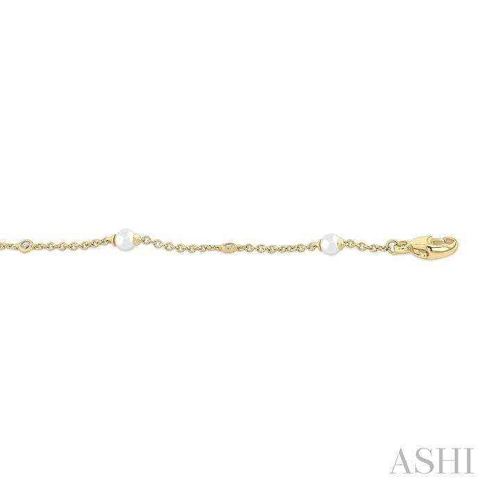 Pearl & Diamond Station Chain Bracelet