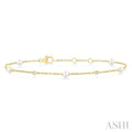 Pearl & Diamond Station Chain Bracelet