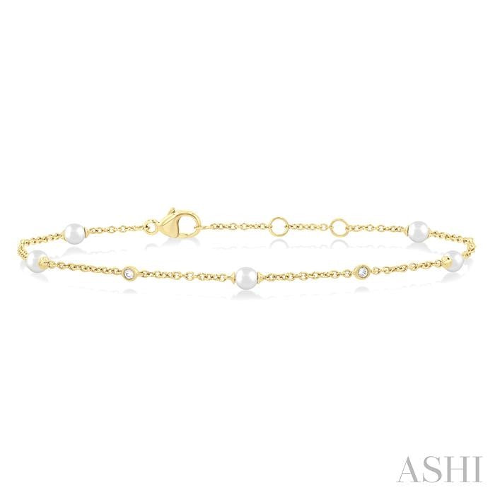 Pearl & Diamond Station Chain Bracelet
