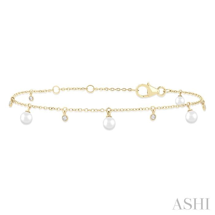 Pearl & Diamond Station Chain Bracelet