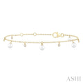 Pearl & Diamond Station Chain Bracelet