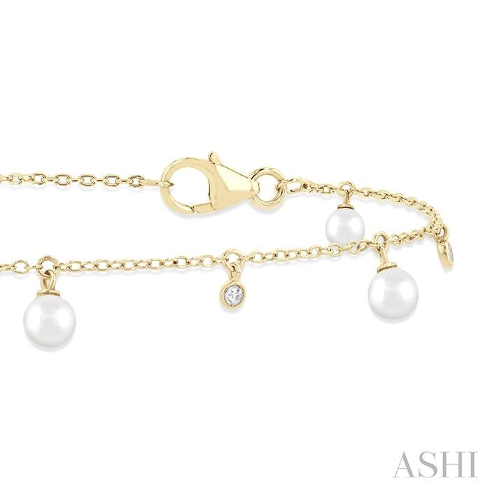 Pearl & Diamond Station Chain Bracelet