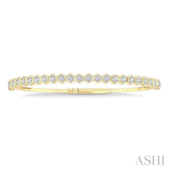 Hexagon Shape Diamond Straight Flex Bangle