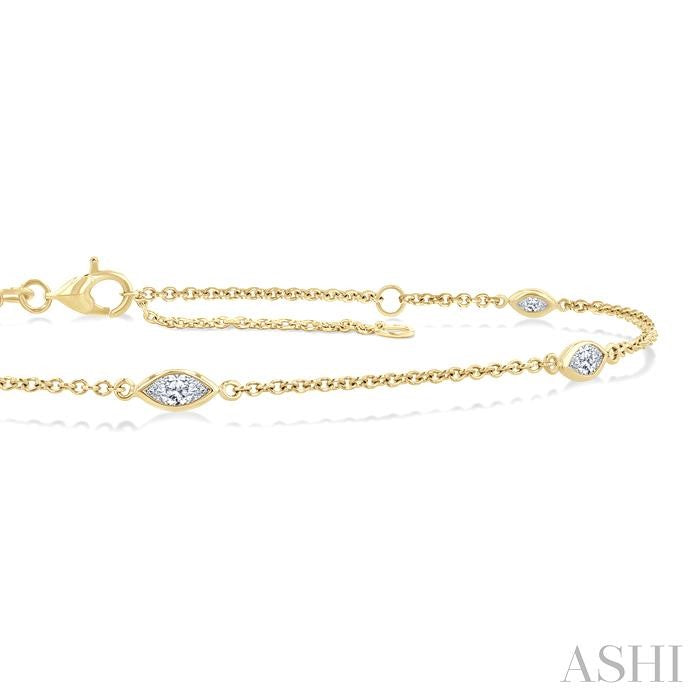 Marquise Shape Diamond Station Chain Bracelet