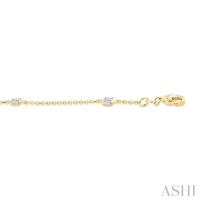 Emerald Shape Station Diamond Chain Bracelet