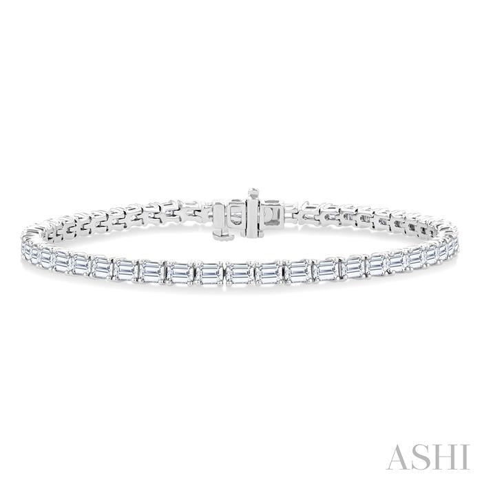 Emerald Shape East-West Diamond Tennis Bracelet