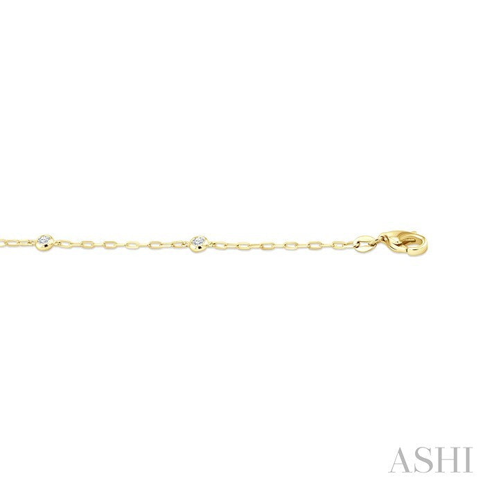 Round Shape Paperclip Diamond Station Chain Bracelet