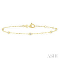 Round Shape Paperclip Diamond Station Chain Bracelet