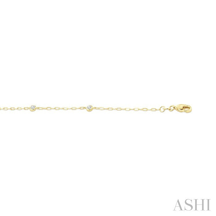 Round Shape Paperclip Diamond Station Chain Bracelet