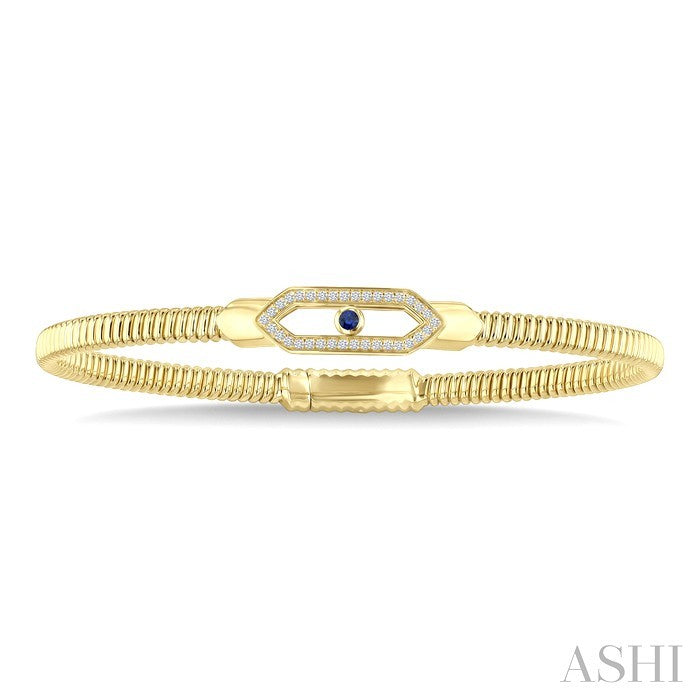 Hexagon Shape Gemstone & Diamond Fashion Flex Bangle