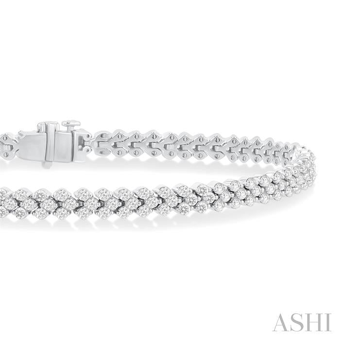 Three Row Diamond Tennis Bracelet