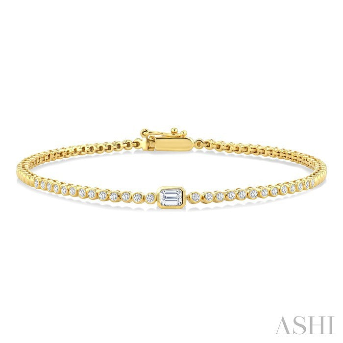 Luna Bezel Emerald Shape Diamond Fashion Bracelet