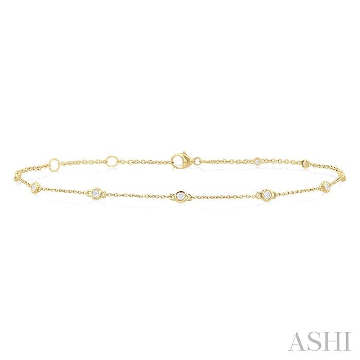 Bezel Set Diamond Station Chain Anklet