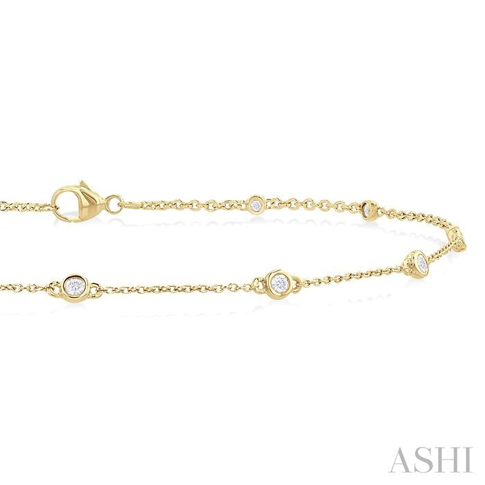 Bezel Set Diamond Station Chain Anklet