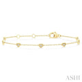 Heart Shape Bezel Set Petite Diamond Station Chain Bracelet