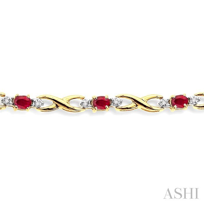 Oval Shape Gemstone & Diamond Bracelet