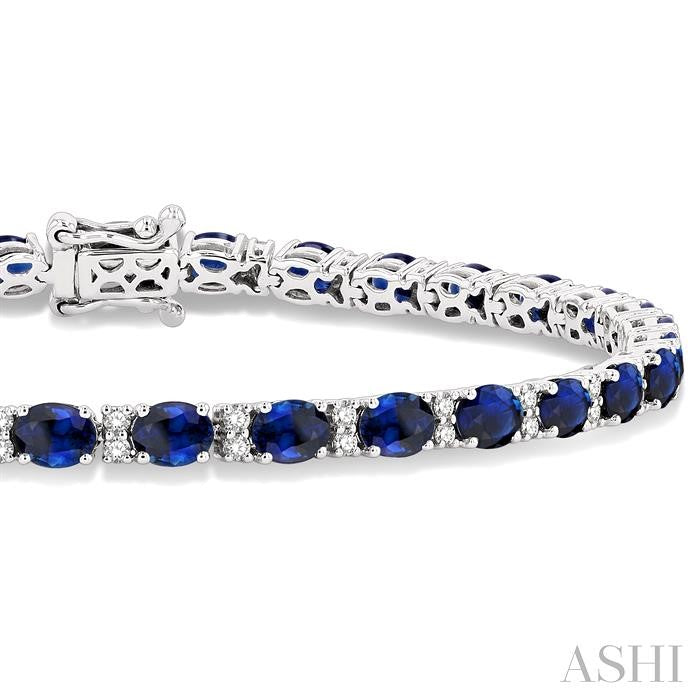Oval Shape Gemstone & Diamond Bracelet