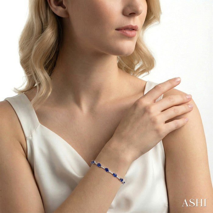 Oval Shape Gemstone & Diamond Bracelet