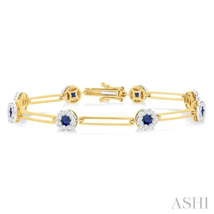 Round Shape Paperclip Lovebright Gemstone & Diamond Bracelet