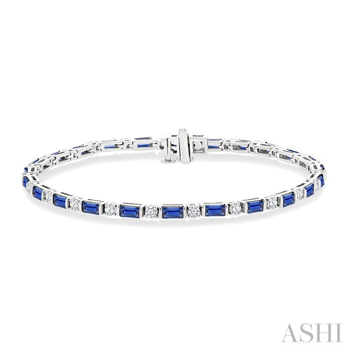 Emerald Shape Art Deco Gemstone & Diamond Bracelet