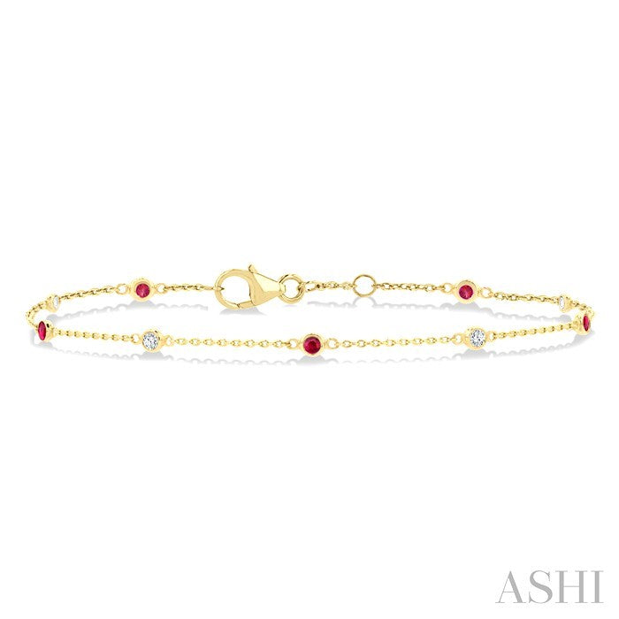 Alternate Gemstone & Diamond Station Chain Bracelet