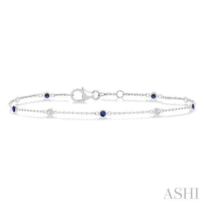Alternate Gemstone & Diamond Station Chain Bracelet