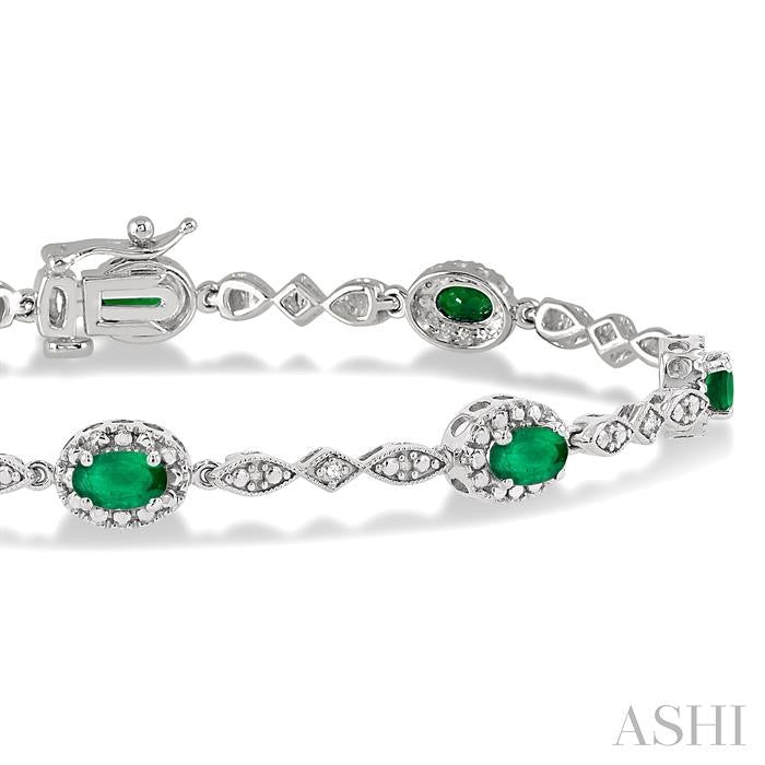 Oval Shape Gemstone & Halo Diamond Bracelet