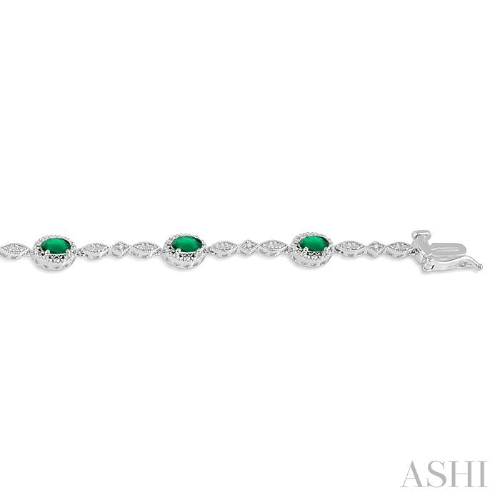 Oval Shape Gemstone & Halo Diamond Bracelet