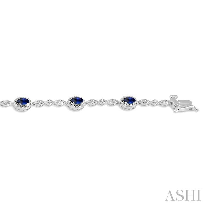 Oval Shape Gemstone & Halo Diamond Bracelet