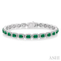 Emerald Shape Gemstone & Halo Diamond Bracelet