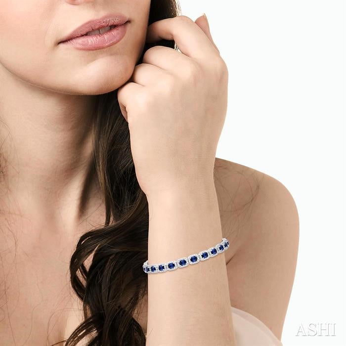 Emerald Shape Gemstone & Halo Diamond Bracelet