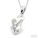 1/20 Ctw Single Cut Diamond Flip Flop Pendant in 14K White Gold with Chain