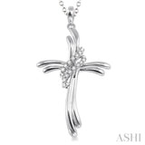 1/20 ctw Single Cut Diamond Cross Pendant in Sterling Silver with Chain