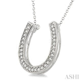 1/10 ctw Single Cut Diamond Horseshoe Pendant in Sterling Silver with Chain