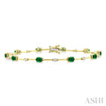 Oval Shape Bar Link Gemstone & Diamond Bracelet
